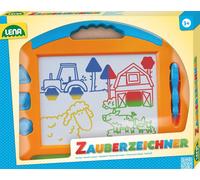 Lena- Grand magnétique Environ 41 cm poignée, Stylo attaché et 3 tampons Magique pour Enfants à partir de 3 Ans-Tableau de Peinture avec 4 échantillons de Couleurs, 65714, Rose