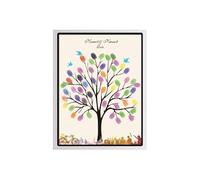 NOVAGO Tableau Toile(sans cadre) à empreintes pour les invités pour les événements mariage,anniversaire,baptême, communion (30x40 cm, Arbre)