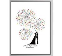 Tableau à empreintes pour les invités pour les événements comme mariage, anniversaire, baptême, communion... (Deux cartouches colorées offertes) (30x40 cm, Feux d'artifice) G