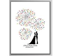 Tableau à empreintes pour les mariages, anniversaires, baptêmes... (Deux cartouches colorées offertes) (30x40 cm)