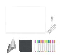 Tableau à LED pour messages - Tablette d'écriture en acrylique transparente | avec stylos à 12 couleurs et support pliable pour tableau sec lumineux, pour adultes, jeune anniversaire, dessin peinture