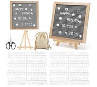 Tableau à lettres en chêne et feutre - 25 x 25 cm - Tableau mémo avec 350 lettres - Chevalet ciseaux et sac - Pour la maison, le bureau, la cuisine