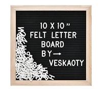 Tableau à lettres en feutre avec 294 lettres, chiffres et symboles - 25,4 x 25,4 cm Tableau à message modifiable avec cadre en bois et crochet de fixation murale, noir et bois