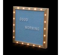 Tableau à Lettres LED Bleu en Feutre et Bois, Modèles | Piles Bouton Incluses, Usage Anniversaire et Fête, Objet Décoratif Créatif, Support Debout, pour Messages