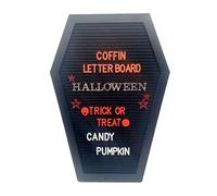 Tableau à lettres mystérieux en forme de cercueil avec lettres - Décoration de mariage - En feutre - Message d'Halloween - Cercueil mystérieux - Feutre noir
