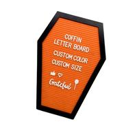 Tableau à lettres mystérieux en forme de cercueil avec lettres - Décoration de mariage - Tableau à lettres en feutre pour Halloween - Fournitures de fête - Message gothique - Décorations d'Halloween