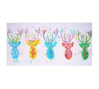 Tableau À L'huile, Cerf Ii, Peint À La Main À 100%, Toile De Décoration Murale Xl 140x70cm