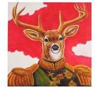 Tableau À L'huile, Cerf, Peint À La Main À 100%, Toile De Décoration Murale Xl 100x100cm