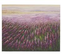 Tableau À L'huile, Champ De Fleurs, Peint À La Main À 100%, Toile De Décoration Murale Xl 100x80cm