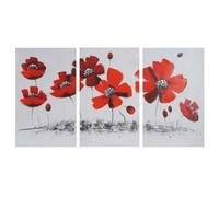 Tableau À L'huile, Coquelicot, Peint À La Main À 100%, Toile De Décoration Murale Xl 165x90cm