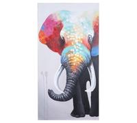 Tableau À L'huile, Éléphant Ii, Peint À La Main À 100%, Toile De Décoration Murale Xl 140x70cm