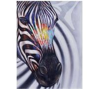 Tableau À L'huile, Tête De Zèbre, Peint À La Main À 100%, Toile De Décoration Murale Xl 120x90cm