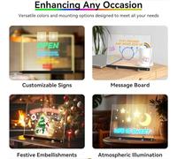 Tableau à Notes LED - Bloc D'écriture En Acrylique Effaçable À Sec Avec 7 Stylos De Couleur,Tableau de Notes pour Croquis avec Support | pour Bureau École Salle de Classe Maison Étude