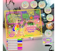 Tableau à notes LED Fanrui 40x30 cm (couleurs) | Tableau de dessin LED pour enfants | Tableau blanc acrylique lumineux (régulable) | Bloc-notes bureau illuminé + livre de calque (maison, classe)