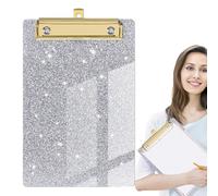 Tableau à paillettes - Format A4 ultra léger, design haut profil | Clip élégant en métal doré avec écriture lisse, outil d'organisation tendance pour les étudiants, les enseignants et les