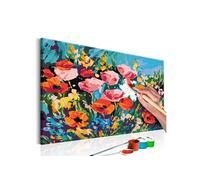 Tableau à peindre par soi-même - Fleurs de champs colorées - 60x40 (11537)