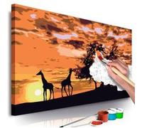 Tableau à Peindre Soi-Même "Savanne Girafes & Eléphantes" 40x60cm Multicolore G