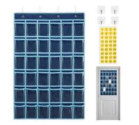 Tableau à Poches Murales 36 Compartiments Transparente pour Téléphones et Calculatrices, Organiseur Suspendu Durable avec Crochets et Numéros Autocollants pour Classe et Bureau