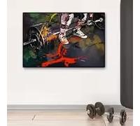 Tableau abstrait aquarelle représentant une barre d'haltères, style sportif, affiche et impressions sur toile pour la décoration murale de la salle de sport ou de la maison (60x80cm/sans cadre)