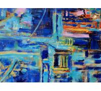 Tableau Abstrait Azur Multicolore