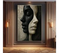 Tableau abstrait de luxe représentant un visage de femme sur toile, peinture de visage, impression d'art représentant un visage de femme, décoration minimaliste, art africain (50 x 75 cm / sans cadre)