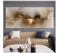 Tableau Abstrait doré de Luxe Nordique, Tableau Mural Moderne, Affiche de Salon, Lever de Soleil, sans Cadre,100x60cm