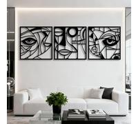 Tableau Abstrait en métal Noir représentant Un Visage, décoration Murale Moderne et Minimaliste de Style Picasso, Sculpture Abstraite représentant Un Visage, idéale pour Le Salon, la Chambre