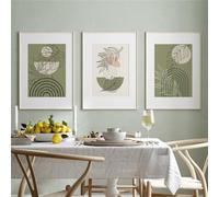 Tableau Abstrait Géométrique à Motifs de Feuilles de Soleil de Lignes et D'Arc en Ciel Idéal la Décoration de la Cuisine et du Salon Toile Imprimée Affiche et Reproduction-50*60cm*3pcs (Pas encadré)