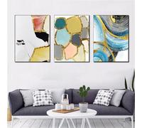 Tableau Abstrait Moderne Avec Un Oiseau de Montagne et Des Lignes Dorées Idéal pour Décorer Un Salon Une Chambre Un Bureau Ou Toute Autre Pièce de la Maison-50*60cm*3pcs (Imprimer sans cadre)