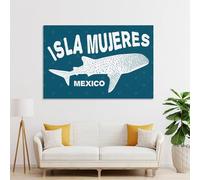 Tableau abstrait sur toile représentant un requin-baleine d'Isla Mujeres, idéal pour décorer un salon ou une salle de bain de style rustique ou campagnard. Grande toile de 20 x 30 cm (08 x 12 pouces).