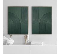 Tableau abstrait texturé vert foncé sur toile, style minimaliste, affiche imprimée pour la décoration murale du bureau, de la chambre, du salon et de la maison (50 x 70 cm / 2 pièces sans cadre)