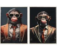 Tableau Accueil ESPRIT toile polystyrène Vernis moderne Chimpanzé 52,5 x 3 x 72,5 cm (2 pièces)