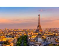 Tableau acrylique 50 x 30 cm : Skyline de Paris avec tour Eiffel à Paris France - Vue panoramique au coucher du soleil de Paris (135791292)