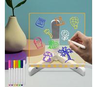 Tableau acrylique effaçable à sec avec lumière LED - Tableau blanc effaçable avec support - 7 couleurs - Pour la maison, le bureau, l'école (15,2 x 15,2 cm)