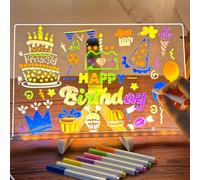 Tableau Acrylique Lumineuse LED, Message avec 7 Couleurs Stylo, Support Réglable, Tableau D'écriture LED Lumineux Transparent, Essuyable, Bloc-Notes