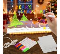 Tableau Acrylique Lumineuse Message LED, Tableau Lumineux en Acrylique avec 7 Couleurs Stylo & Support, Essuyable, Tablette Lumineuse Message LED, pour Deco Chambre Café Bureau To Do List