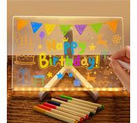 Tableau Acrylique Lumineuse Message LED, Tablette Lumineuse Dessin Effaçable avec 7 Stylos Néons Disponible sous Forme de Bloc-Notes, Tableau D'écriture Cadeau Créatif Pour Enfants (30x20cm)