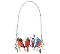 Tableau Acrylique Mural Oiseau Branche Peint en Couleur | Ornement Suspendu pour Fenêtre, Léger, Style Moderne, Décor de Noël et Lustre