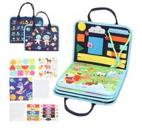 Tableau Activité Montessori, 8 in 1 Livre Sensoriel Bebe Livre Montessori Bebe Jouets D'Activité Et De DéVeloppement Valisette Montessori Jeux - IdéE Cadeau (Bleu)