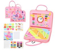 Tableau Activité Montessori, 8 in 1 Livre Sensoriel Bebe Livre Montessori Bebe Jouets D'Activité Et De DéVeloppement Valisette Montessori Jeux - IdéE Cadeau (Rose)