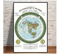 Tableau Affiche Decoration Murale, Carte du monde de la Terre plate de 1892 Impression sur Toile, Deco Salon Chambre, Tableaux, Posters et Arts Décoratifs (Encadrée)