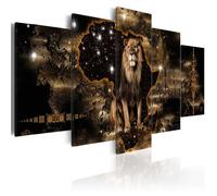Tableau africain et ethnique Golden Lion (5 Parts) Wide 100x50 cm - Tableau deco
