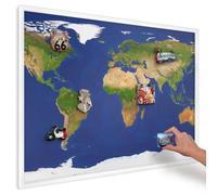 Tableau Aimanté pour Notes 100x70 cm | Cadre Blanc | Cartographier le globe
