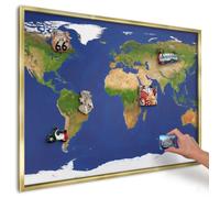 Tableau Aimanté pour Notes 100x70 cm | Cadre Doré | Cartographier le globe