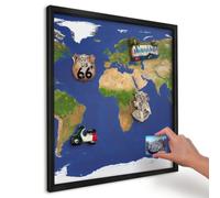 Tableau Aimanté pour Notes 50x50 cm | Cadre Noir | Cartographier le globe