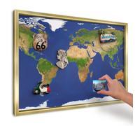 Tableau Aimanté pour Notes 60x40 cm | Cadre Argenté | Cartographier le globe