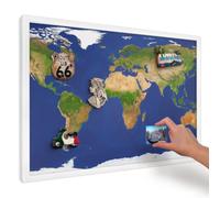 Tableau Aimanté pour Notes 60x40 cm | Cadre Blanc | Cartographier le globe