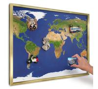 Tableau Aimanté pour Notes 70x50 cm | Cadre Argenté | Cartographier le globe