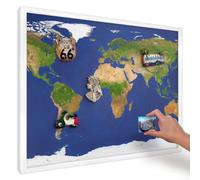 Tableau Aimanté pour Notes 70x50 cm | Cadre Blanc | Cartographier le globe