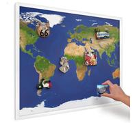 Tableau Aimanté pour Notes 80x60 cm | Cadre Blanc | Cartographier le globe